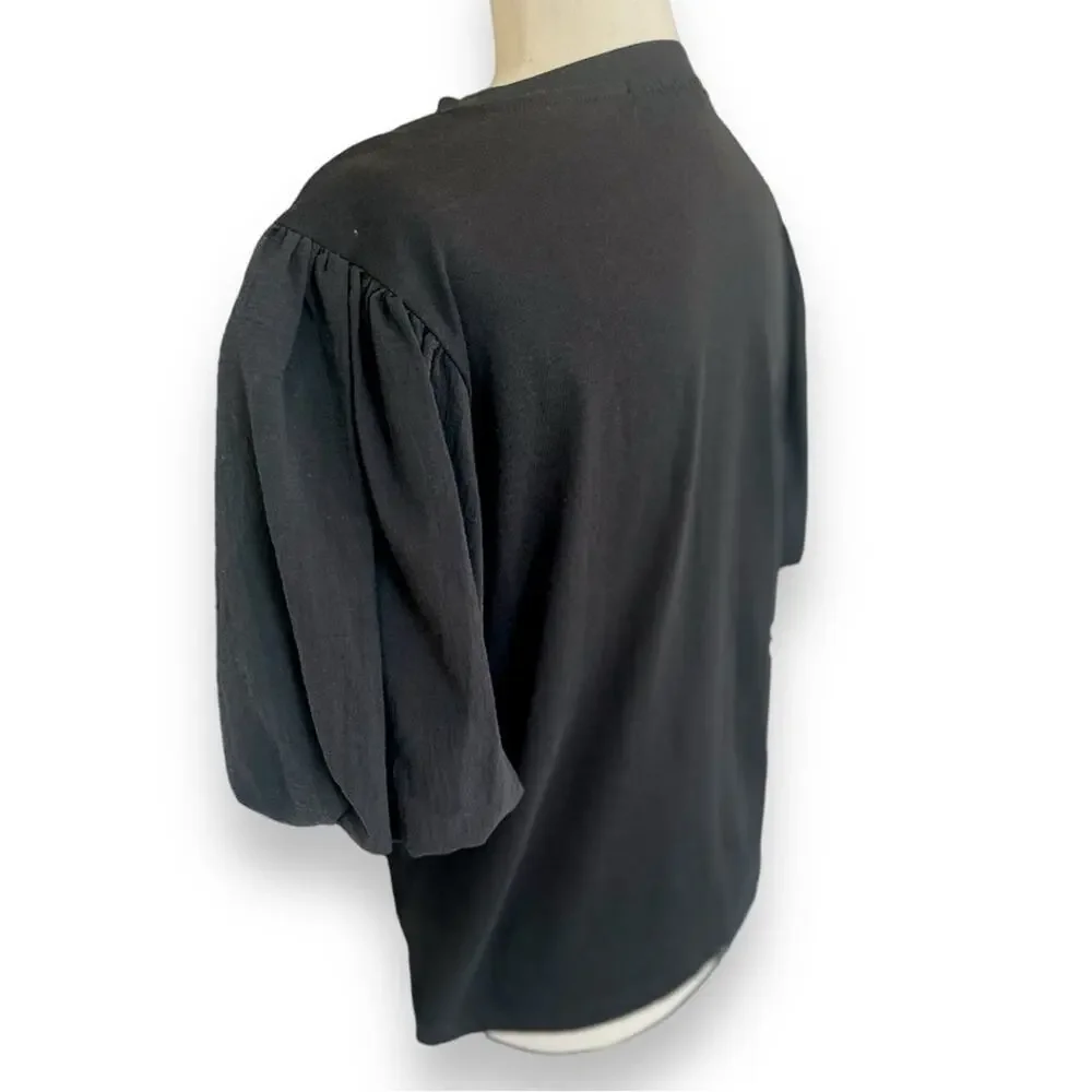 Sanctuary - Dream State Tee, Black Puff Sleeve Top Size Medium - Picture 4 of 13